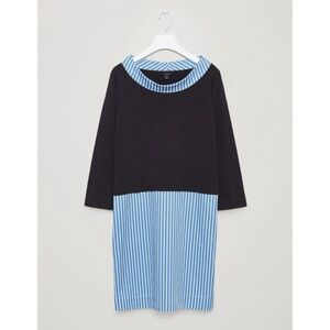 COS | knitted mixed media dress with folded boatneck collar